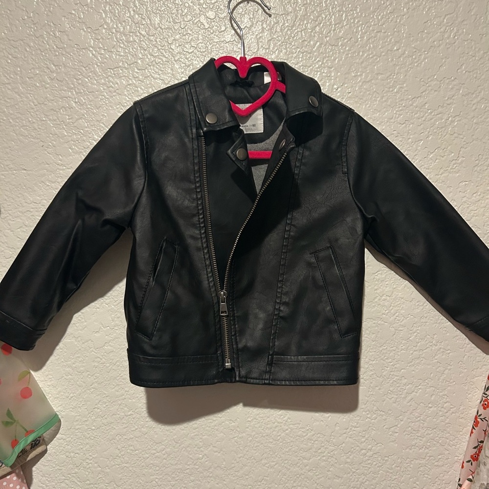 Zara Kids Black Faux Leather Jacket
